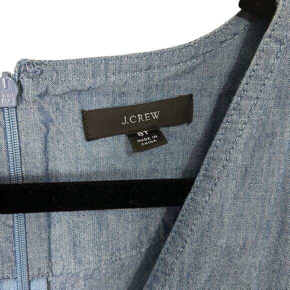 J. Crew Chambray Ruffle Sleeve Belted Wide Leg Jumpsuit, Women’s 8T - Picture 5 of 7